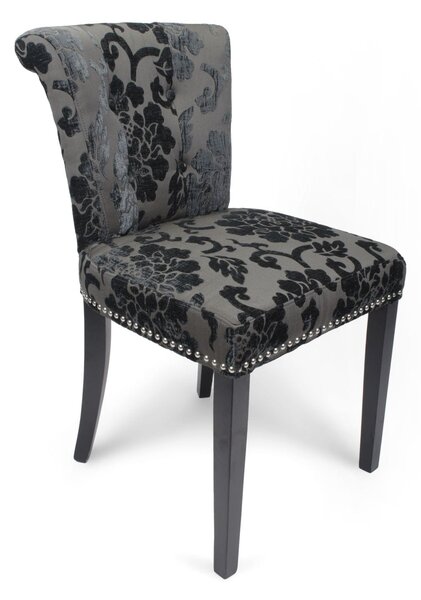 Windsor Baroque Velvet Charcoal Accent Chair