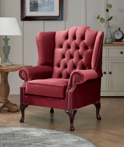 Chesterfield Carlton Flat Wing Armchairs Malta Red 14