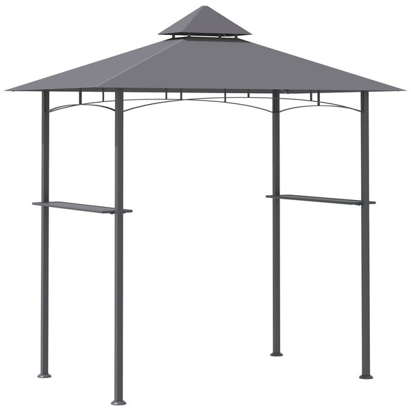 Outsunny 2.5M (8ft) New Double-Tier BBQ Gazebo Grill Canopy Barbecue Tent Shelter Patio Deck Cover - Grey