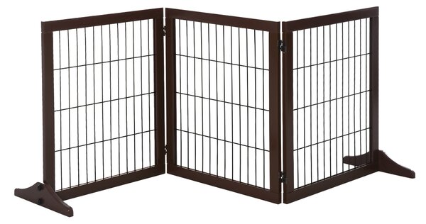 PawHut 3 Panel Pet Gate: Foldable Pine Frame, Dog Barrier for Aisles & Stairs, Natural