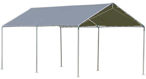 Outsunny 3 x 6m Heavy Duty Carport Garage Car Shelter Galvanized Steel Outdoor Open Canopy Tent Water UV Resistant Waterproof, Grey