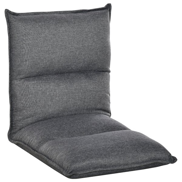 HOMCOM Foldable Padded Sofa with Adjustable Backrest Thick Seat Cushion Lazy Lounge Grey