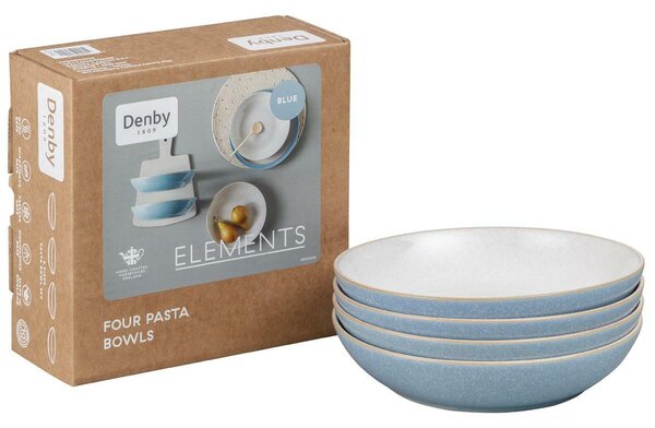 Denby Elements Light Blue 4 Piece Pasta Bowl Set