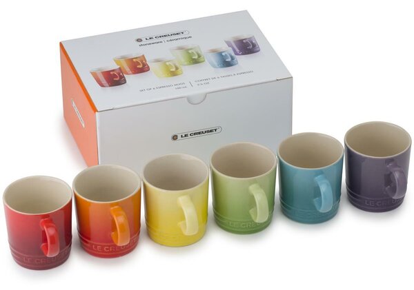 Le Creuset Stoneware Rainbow Set Of 6 Espresso Mugs
