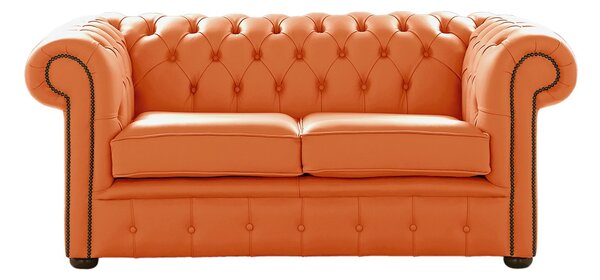 Chesterfield 2 Seater Shelly Firestone Leather Sofa Settee Bespoke In Classic Style
