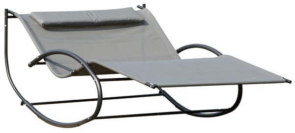 Outsunny Hanging Double Chair, Swing Rock Seat for Outdoor Patio, Garden Sun Lounger, Grey