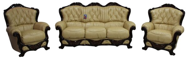 Dante Handmade 3 Seater + Armchair + Armchair Sofa Suite Italian Nut Real Leather