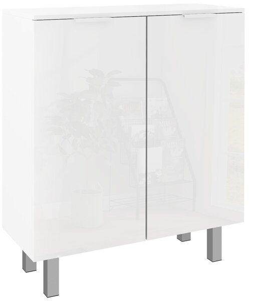HOMCOM Narrow Shoe Storage Cabinet with Soft-Close Hinges and Adjustable Shelves for 15-20 Pairs of Shoes, High Gloss Aosom UK