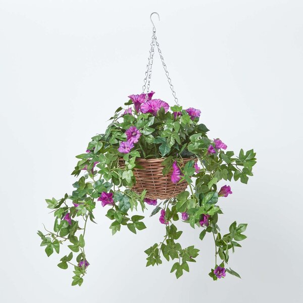 Homescapes Purple Petunia Artificial Hanging Basket Trailing Plant 80 cm