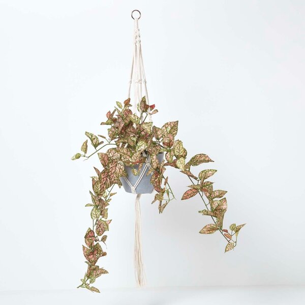 Homescapes Artificial Hanging Basket Hanging Ivy Plant with Rope 95 cm