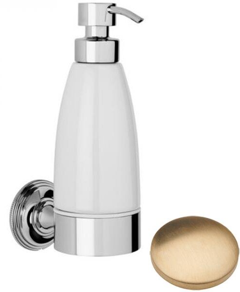 Samuel Heath Style Moderne Liquid Soap Dispenser White Ceramic N6647W Brushed Gold Unlacquered