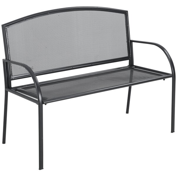 Outsunny 2-Seater Metal Outdoor Bench, Loveseat Chair, Patio, Park, Porch, Lawn Furniture, Grey