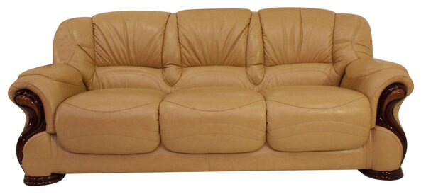 Susanna Handmade 3 Seater Sofa Settee Italian Nut Real Leather