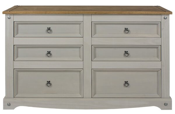 Coson Grey Pine 3+3 Wide Chest Of Drawers