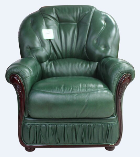 Debora Handmade Sofa Armchair Genuine Italian Green Real Leather