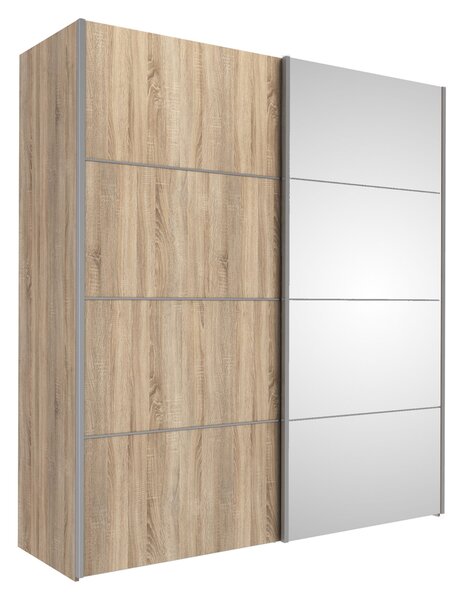 Phillipe Sliding Wardrobe 180Cm Oak Frame - Oak/Mirror Doors