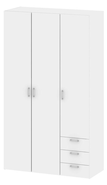 Pluto Wardrobe - 3 Doors 3 Drawers In White