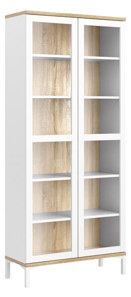 Ramen Display Cabinet Glazed 2 Doors In White Oak