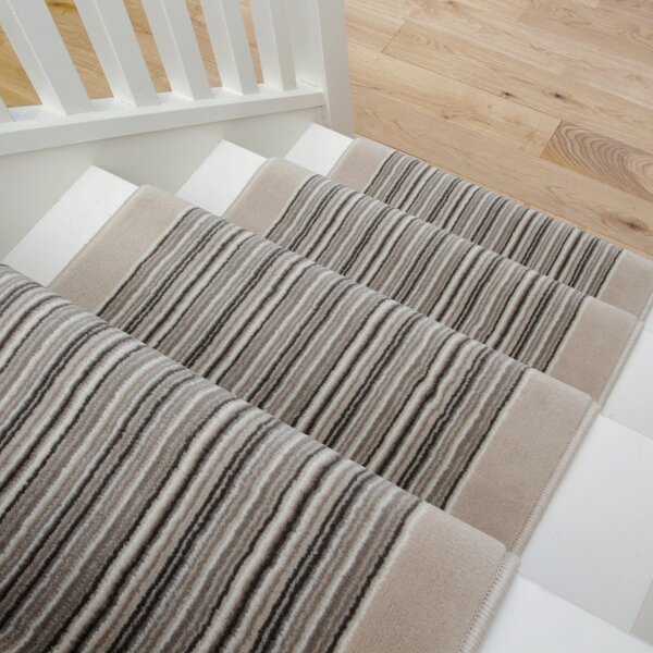 Cream Beige Stripey Stair Carpet Runner - Cut to Measure | Scala