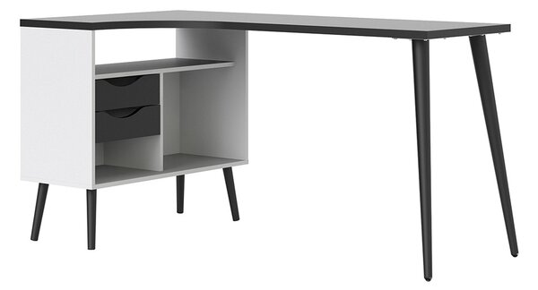 Solo Desk 2 Drawer in White Black Matt