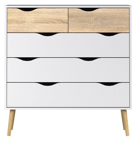 Solo Chest Of 5 Drawers (2+3) In White Oak