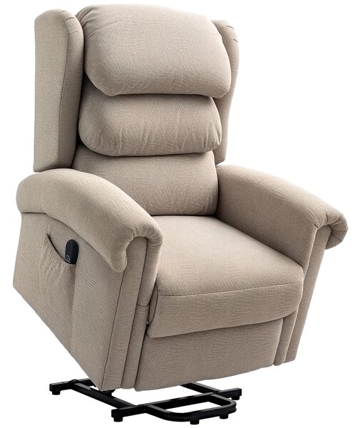 HOMCOM Power Lift Recliner Chair for Elderly, Velvet Electric Riser and Recliner Armchair for Living Room with Remote Control, 2 Side Pockets, Thick Padded Back, Khaki