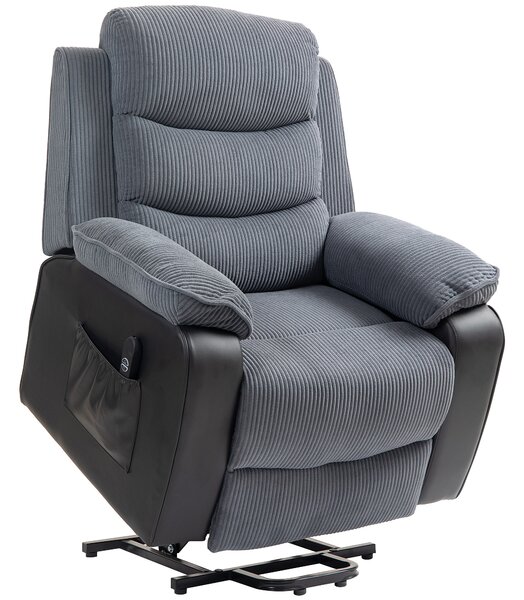 HOMCOM Power Lift Recliner Chair for Elderly, Patchwork Design Oversized Electric Riser and Recliner Armchair for Living Room with Remote Control and 2 Side Pockets, Dark Grey