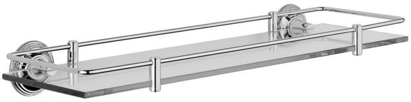 Samuel Heath Style Moderne Glass Shelf With Rail N6713/N6715 Chrome Plated Large