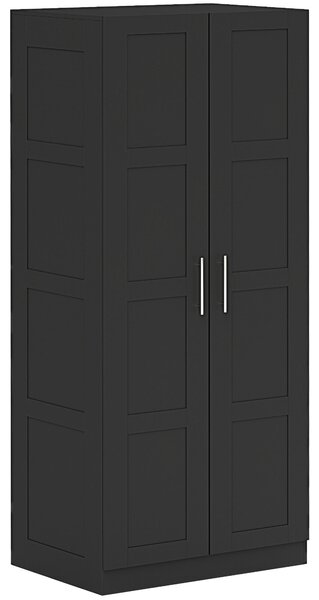 HOMCOM Double Paneled Door Wardrobe, with Shelves - Black