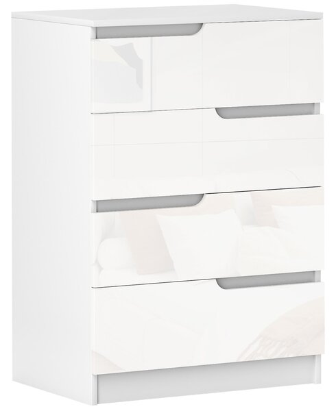 HOMCOM 4 Drawer Chest of Drawers, Modern Dresser for Bedroom, Living Room, 60 x 40 x 85cm, White