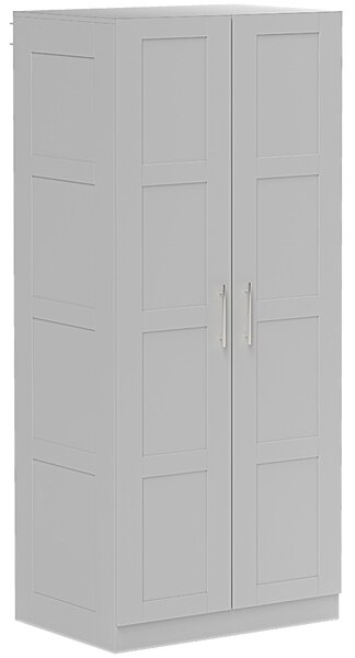 HOMCOM Double Paneled Door Wardrobe, with Shelves - Grey