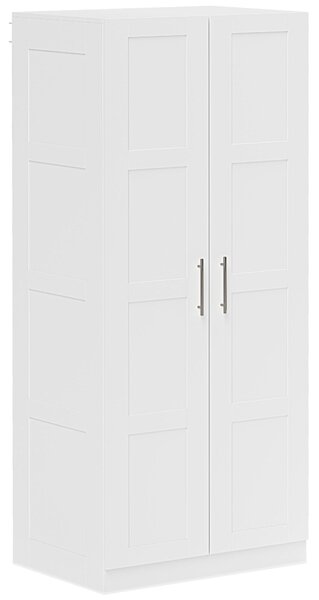 HOMCOM Double Paneled Door Wardrobe, with Shelves - White