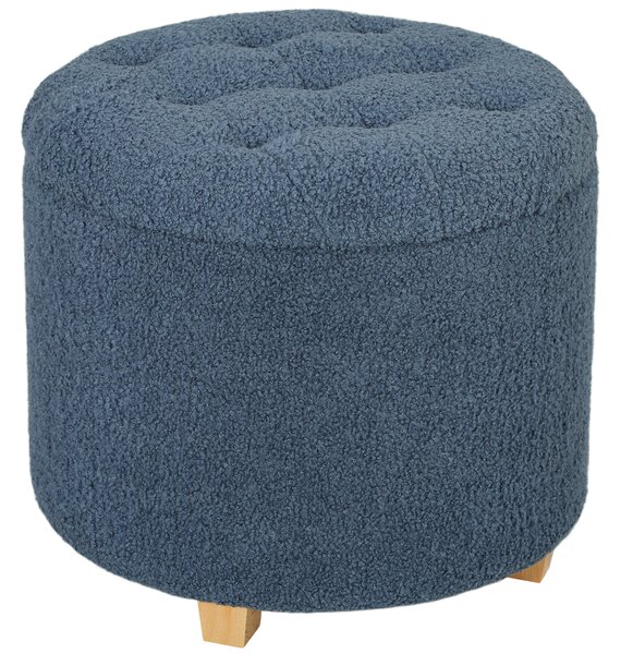 HOMCOM 31.8L Teddy Fleece Storage Ottoman - Blue