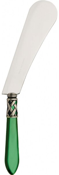 ALADDIN OLD SILVER-PLATED RING CHEESE SPREADER & KNIFE - Green