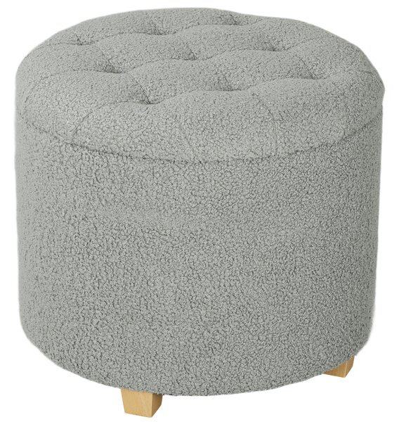 HOMCOM 31.8L Teddy Fleece Storage Ottoman - Dark Grey