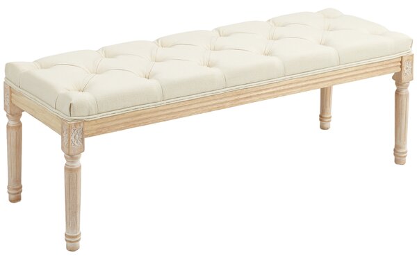 HOMCOM Vintage Wooden Bed End Bench - Cream White