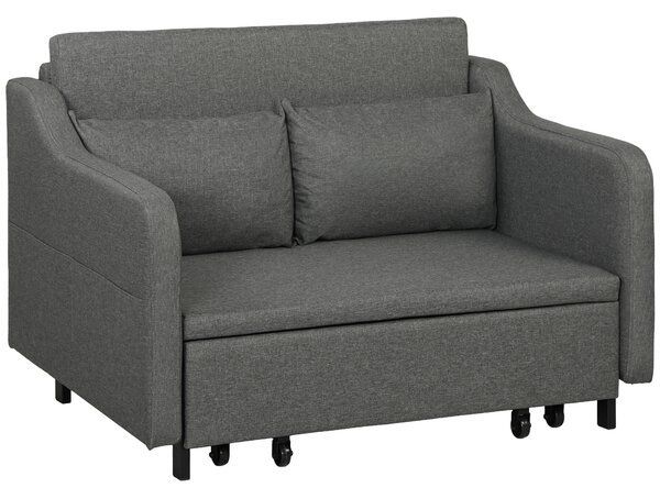 HOMCOM Two-Seater Pull-Out Sofa Bed - Grey