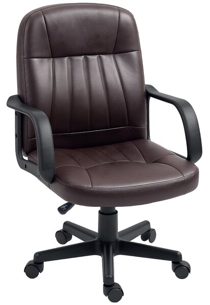 HOMCOM Swivel Executive Chair PU Leather Computer Desk Chair, Dark Brown