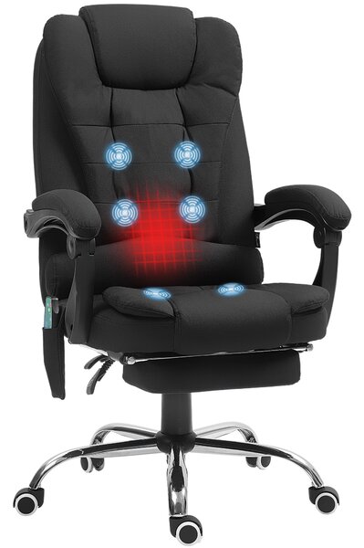 Vinsetto Heated 6 Points Vibration Massage Executive Office Chair Adjustable Swivel Ergonomic High Back Desk Chair Recliner with Footrest Black