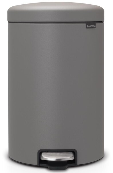 Brabantia newIcon Pedal Bin 20 Litre Plastic Bucket Mineral Concrete Grey