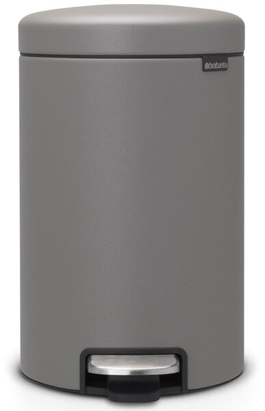 Brabantia newIcon Pedal Bin 12 Litre Plastic Bucket Mineral Concrete Grey