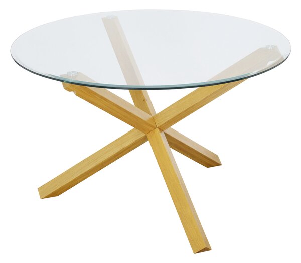 BecCoris Plus Table Oak Glass Top