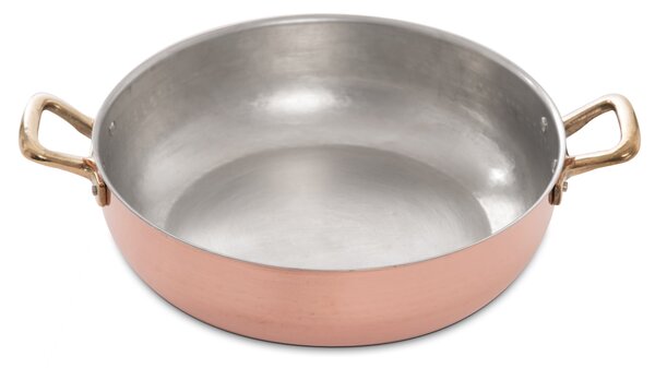 COPPER DEEP FLARED PAN TWO HANDLES - 28CM