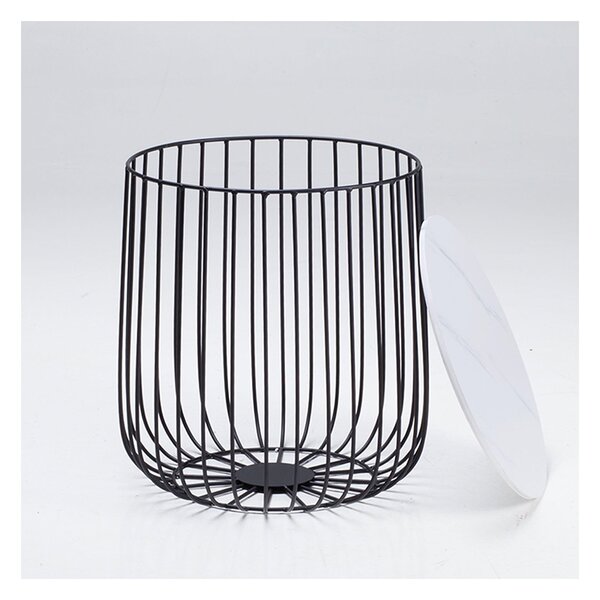 Eventa Small Cage Table Black Frame- Imitation Marble Top