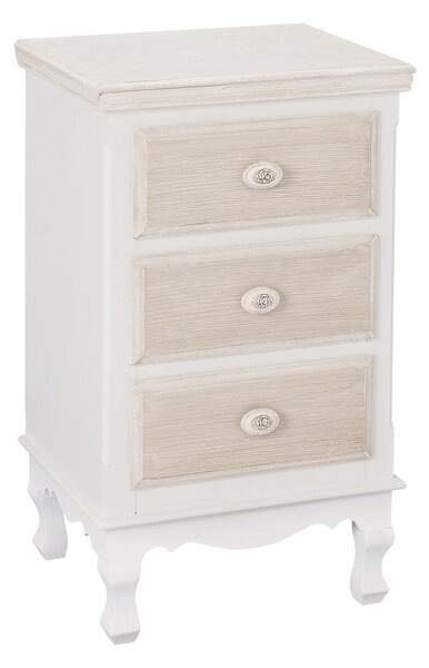 Jewel Whitewash 3 Drawer Bedside Cabinet