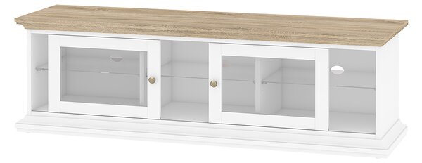 TV Unit - Wide - 2 Doors 1 Shelf In White Oak