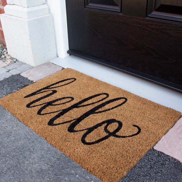 Hello Print Coir Outdoor Entrance Doormat