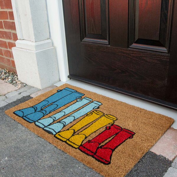 Colourful Wellies Coir Outdoor Entrance Doormat
