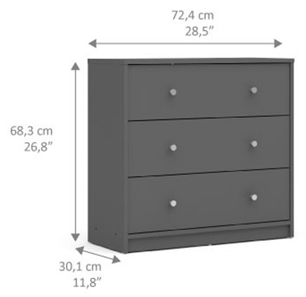 Chest Of 3 Drawers In Grey