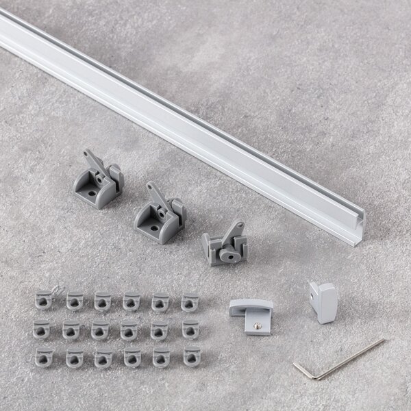 Premium aluminium ceiling rail single 150cm silver - set